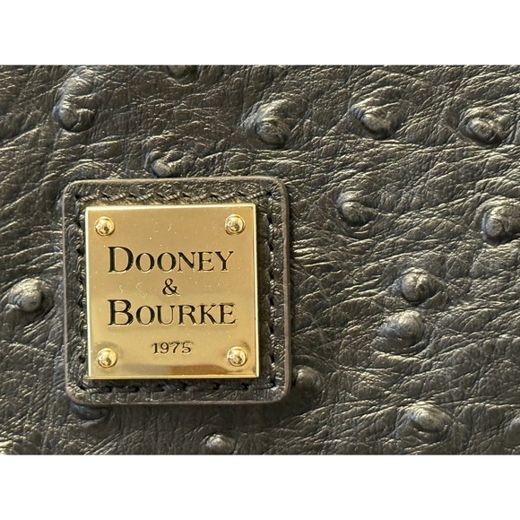 DOONEY & BOURKE East/West‎ Shopper Tote Bag OSTRICH LEATHER Black/Brown - EUC - Picture 2 of 16